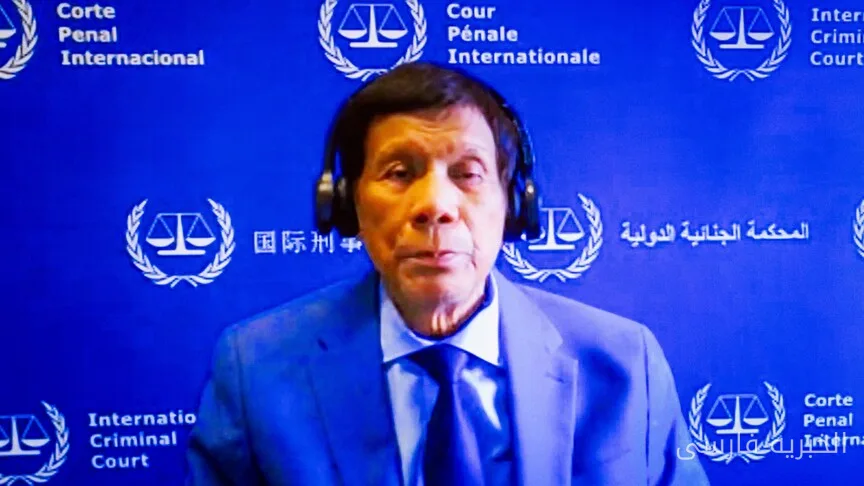 رودریگو دوترته، رئیس‌جمهور پیشین فیلیپین، برای نخستین بار در دادگاه لاهه حاضر شد